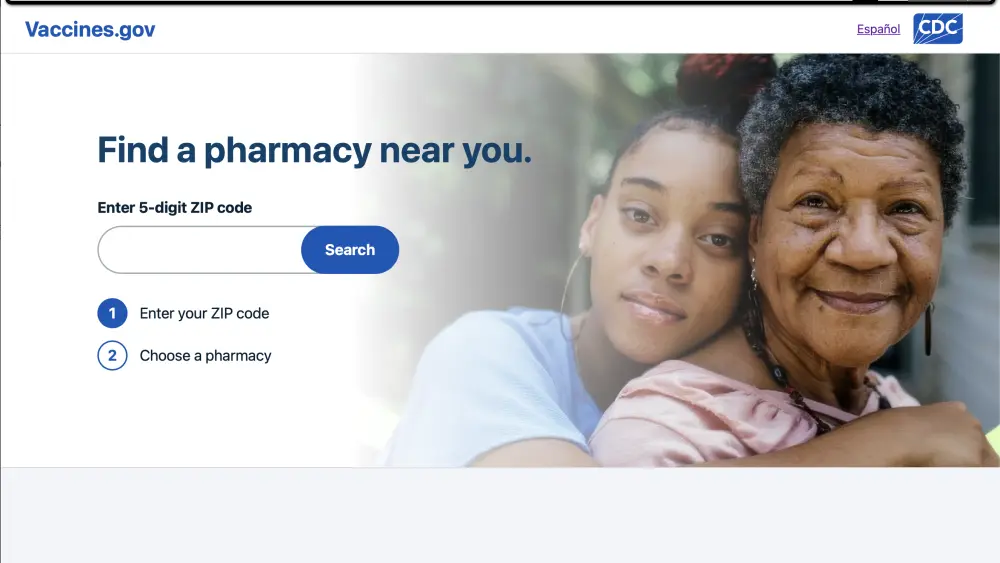 اسکرین‌شات Vaccine.gov